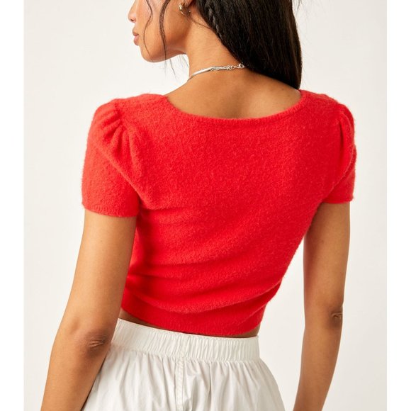 NWT FREE PEOPLE Keep Me Warm Crop Top / Red Pop - Picture 4 of 7